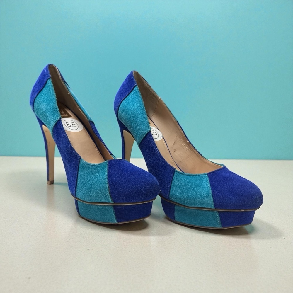 DV Dolce Vita Blue Turquoise Colorblock Platform Pumps Size 8.5 - Picture 2 of 11